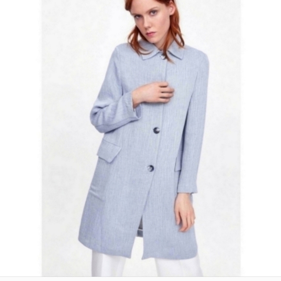 Zara Linen Blend Button Front Duster Jacket Coat Size XS - Picture 1 of 7